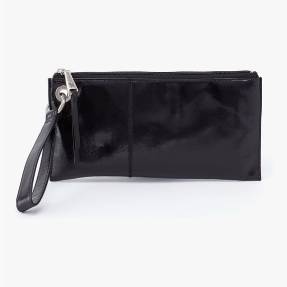 Sleek Black Leather Wristlet Clutch - Picture 8 of 9